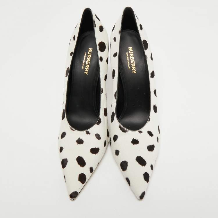Pre Owned Burberry White/Black Calf Hair Ava Pumps Size 39.5