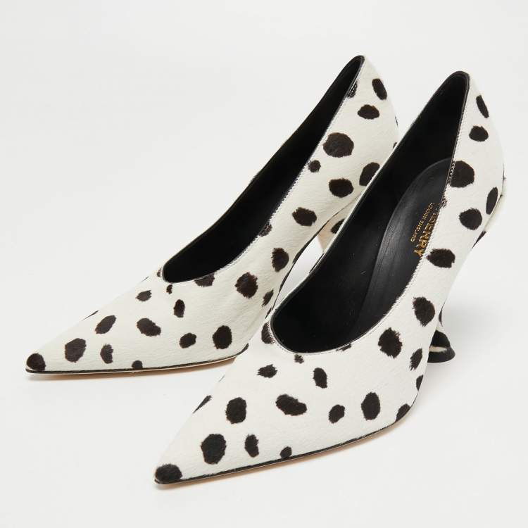 Pre Owned Burberry White/Black Calf Hair Ava Pumps Size 39.5