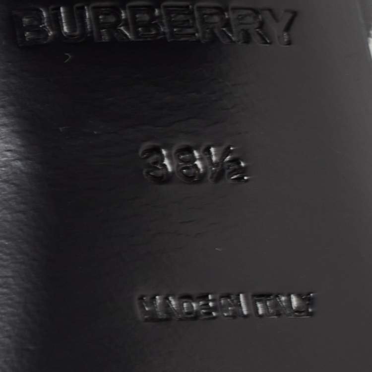 Pre Owned Burberry Black/White Leather Castlebar Mules Size 38.5