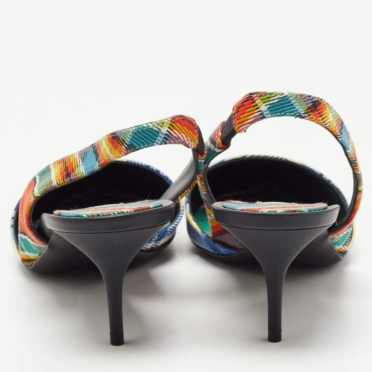 Pre Owned Burberry Multicolor Canvas Annice Tartan Slingback Pumps Size 40
