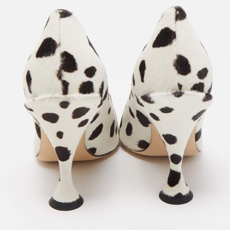 Pre Owned Burberry White/Black Calf Hair Ava Pumps Size 37.5