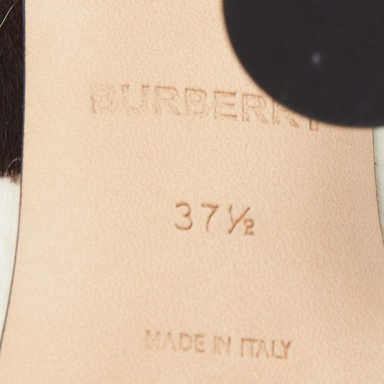 Pre Owned Burberry White/Black Calf Hair Ava Pumps Size 37.5