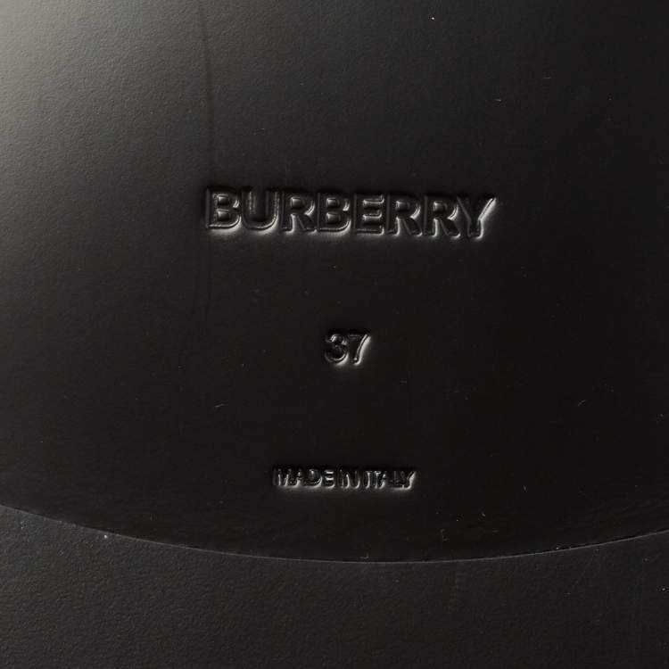 Pre Owned Burberry Black/White Leather Zebra Print T Bar Loafers Size 37