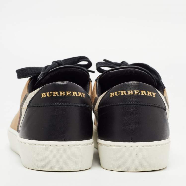 Pre Owned Burberry Black Housecheck Canvas and Leather low top  Sneakers Size 37.5