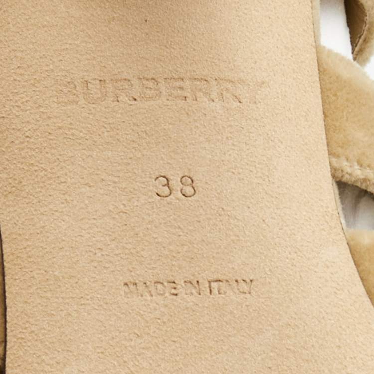 Pre Owned Burberry Beige Velvet Pointed Toe Strappy Pumps Size 38