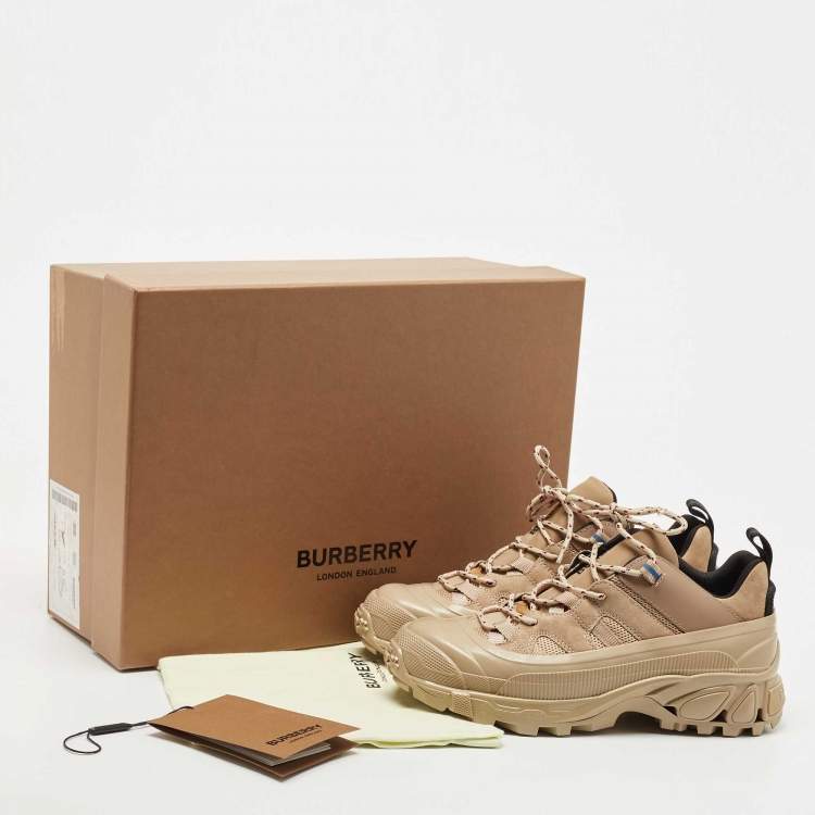 Pre Owned Burberry Beige Suede And Fabric Arthur Low Top Sneakers Size 38