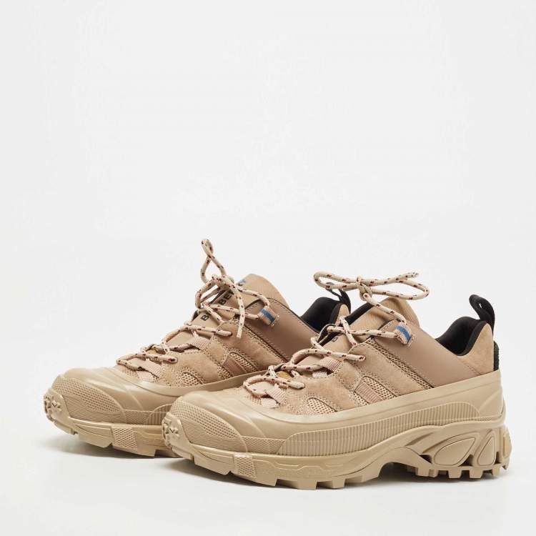 Pre Owned Burberry Beige Suede And Fabric Arthur Low Top Sneakers Size 38