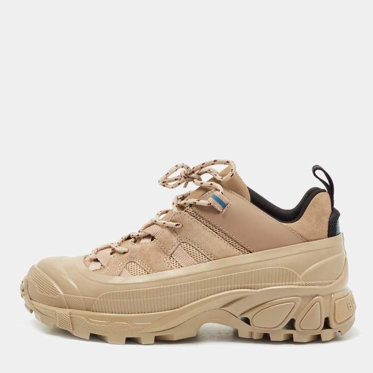 Pre Owned Burberry Beige Suede And Fabric Arthur Low Top Sneakers Size 38