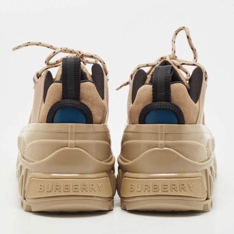 Pre Owned Burberry Beige Suede And Fabric Arthur Low Top Sneakers Size 38