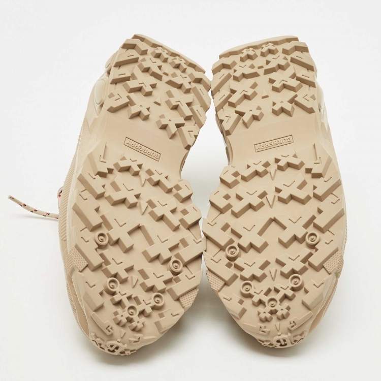 Pre Owned Burberry Beige Suede And Fabric Arthur Low Top Sneakers Size 38