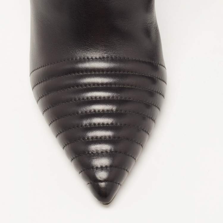 Pre Owned Burberry Black Quilted Leather Alexandra Pointed Toe Ankle Boots Size 40