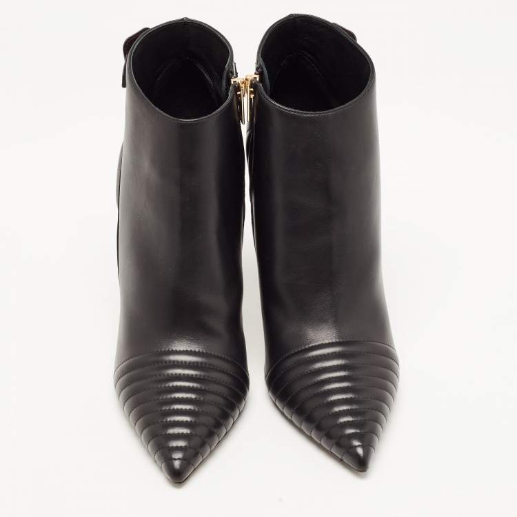 Pre Owned Burberry Black Quilted Leather Alexandra Pointed Toe Ankle Boots Size 40