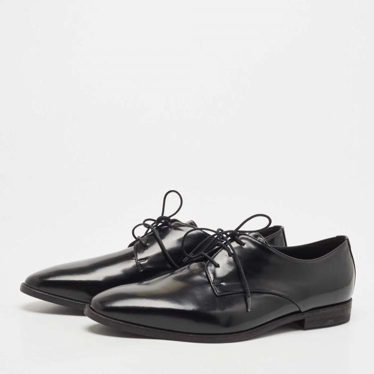 Pre Owned Burberry Black Leather Lace Up Derby Size 39.5