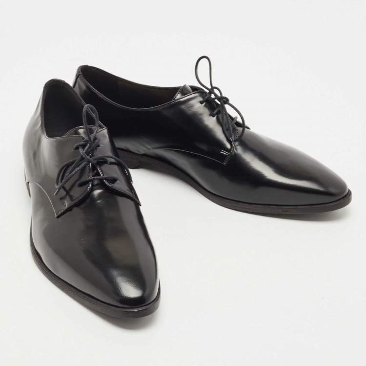 Pre Owned Burberry Black Leather Lace Up Derby Size 39.5