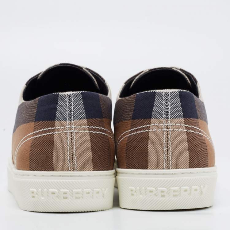 Pre Owned Burberry Multicolor Check Canvas Point Toe Low Top Sneakers Size 38.5