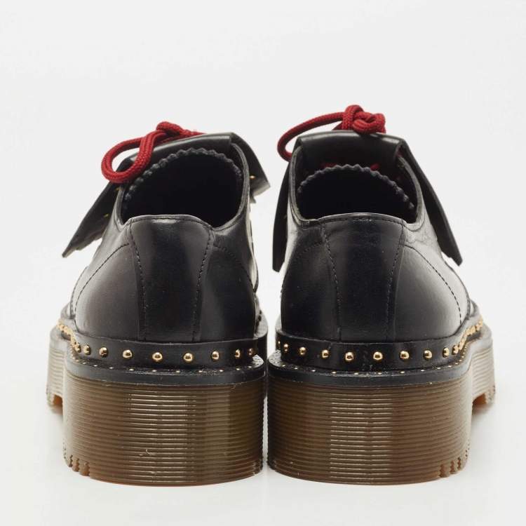 Pre Owned Burberry Two Tone Brogue Leather Bissett Fringe Detail Lace Up Platform Derby Size 40
