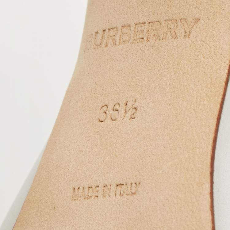 Pre Owned Burberry Pebble Grey Leather Welton Chain Detail T Strap Ankle Tie Pumps Size 36.5