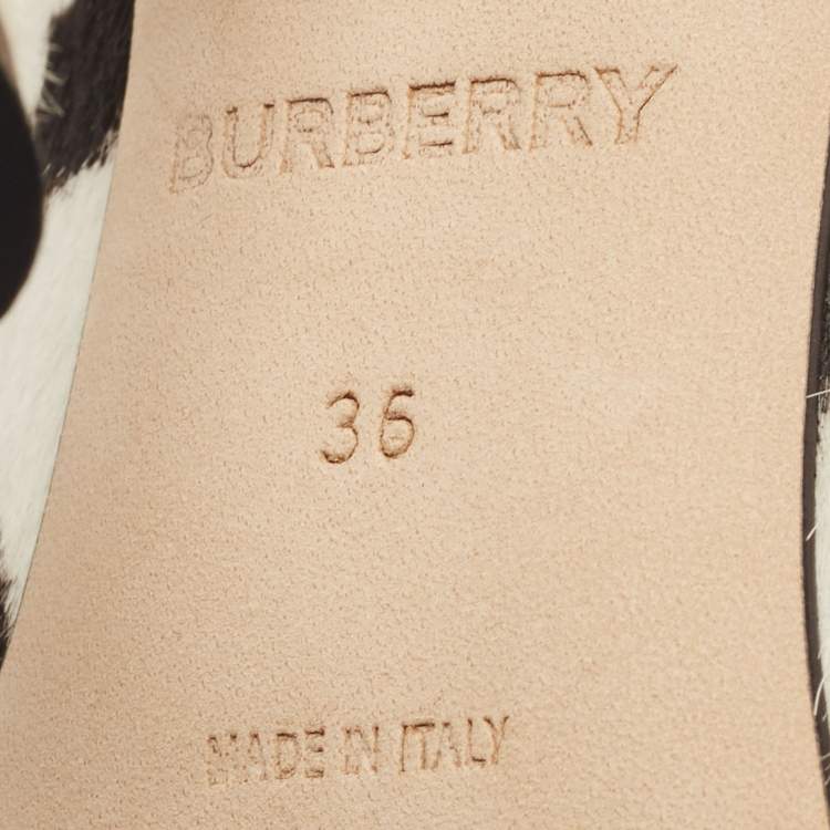 Pre Owned Burberry Black/White Calf Hair Ava Pointed Toe Pumps Size 36