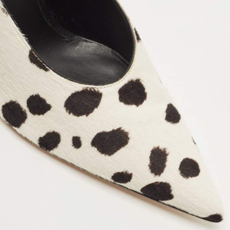Pre Owned Burberry Black/White Calf Hair Ava Pointed Toe Pumps Size 36