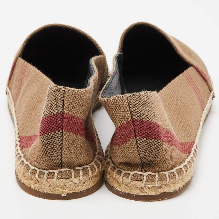 Pre Owned Burberry Brown House Check Canvas Hodgeson Espadrille Flats Size 40