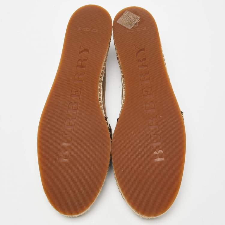 Pre Owned Burberry Brown House Check Canvas Hodgeson Espadrille Flats Size 40