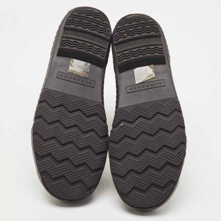 Pre Owned Burberry Black Rubber and Vintage Check Neoprene Rain Boots Size 37