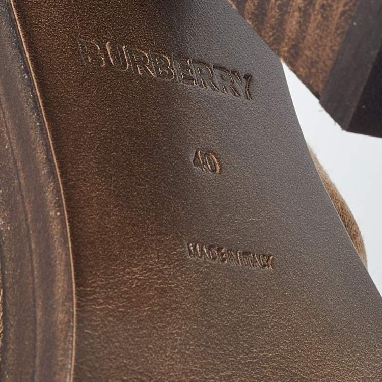 Pre Owned Burberry Brown Fabric Scarf Tie Mules Size 40
