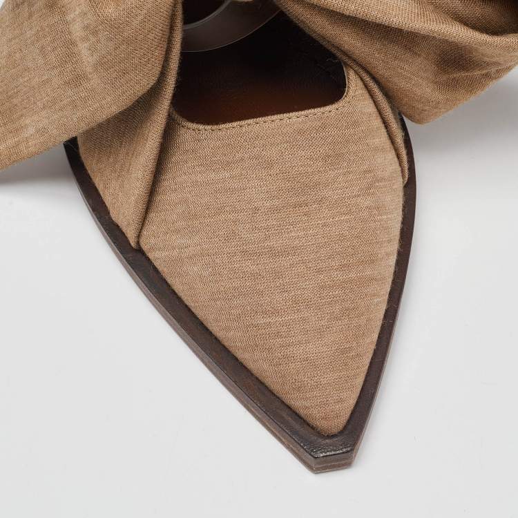 Pre Owned Burberry Brown Fabric Scarf Tie Mules Size 40