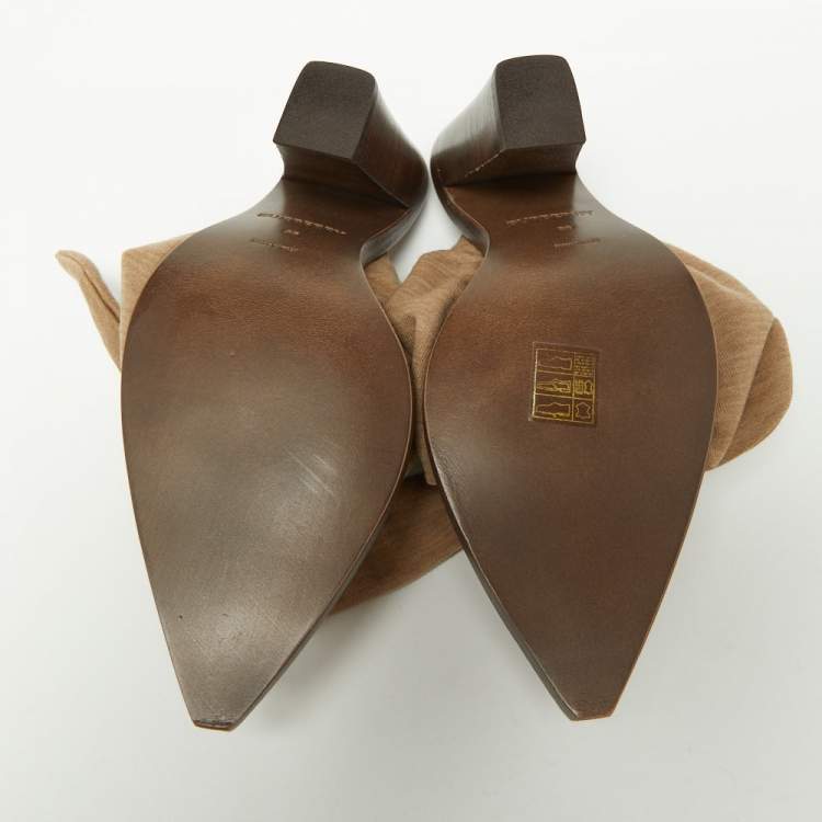 مملوكة مسبقًا Burberry Brown Fabric Scarf Tie Mules Size 36