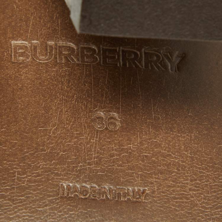 مملوكة مسبقًا Burberry Brown Fabric Scarf Tie Mules Size 36