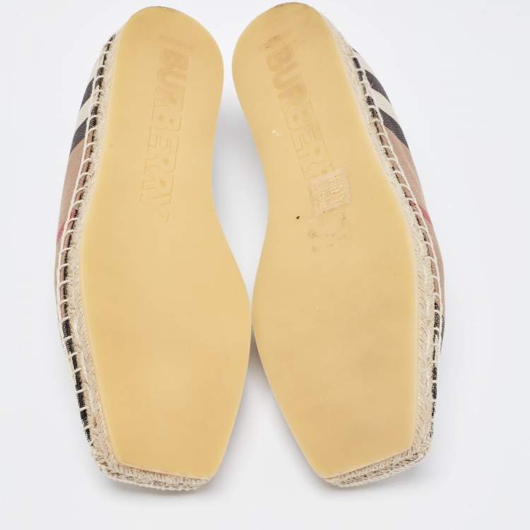 Pre Owned Burberry Brown House Check Espadrille Flats Size 37