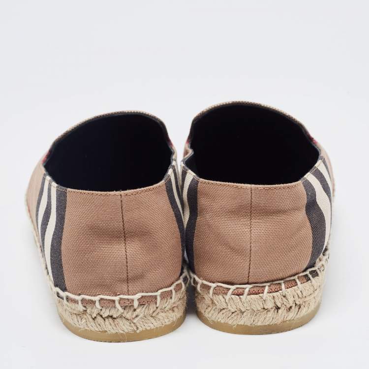 Pre Owned Burberry Brown House Check Espadrille Flats Size 37