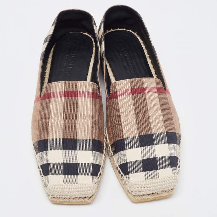 Pre Owned Burberry Brown House Check Espadrille Flats Size 37