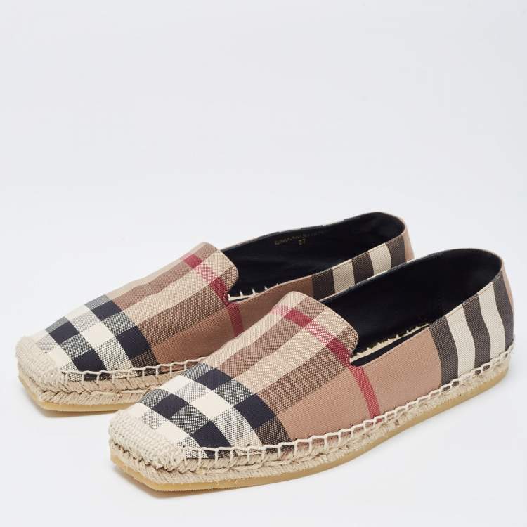Pre Owned Burberry Brown House Check Espadrille Flats Size 37