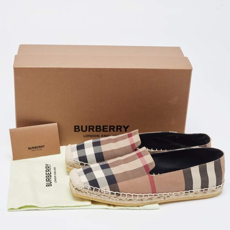 Pre Owned Burberry Brown House Check Espadrille Flats Size 37