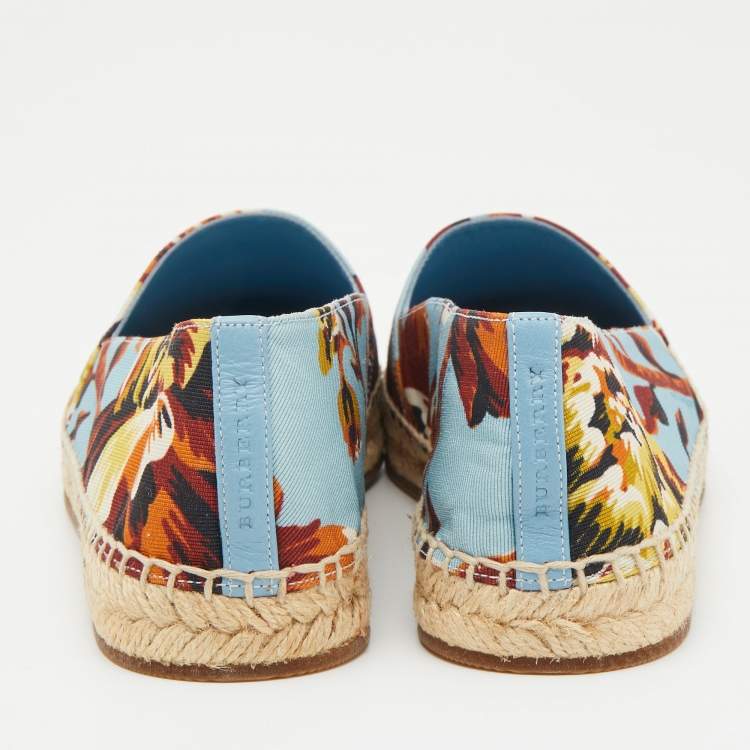Pre Owned Burberry Multicolor Canvas Floral Hodgeson Espadrille Flats Size 38
