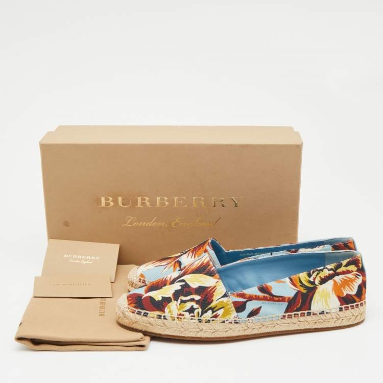Pre Owned Burberry Multicolor Canvas Floral Hodgeson Espadrille Flats Size 38