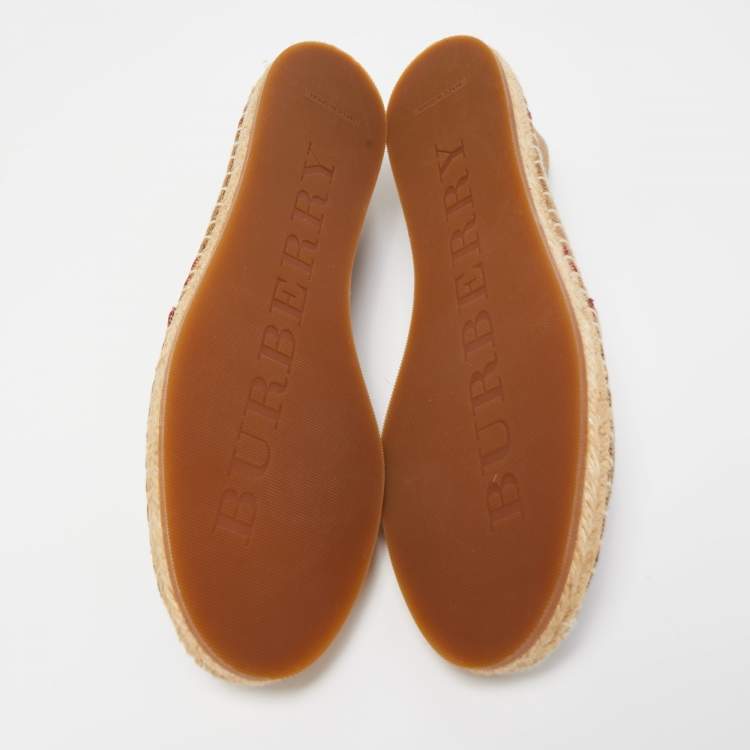 Pre Owned Burberry Beige Hodgeson Check Canvas Slip On Espadrilles Size 36