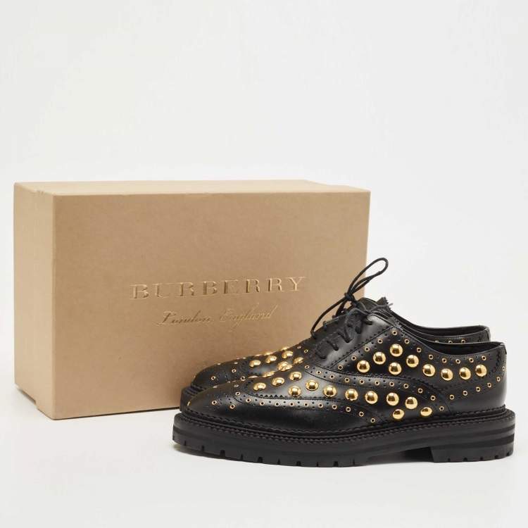 Pre Owned Burberry Black Brogue Leather Deardown Derby Size 40