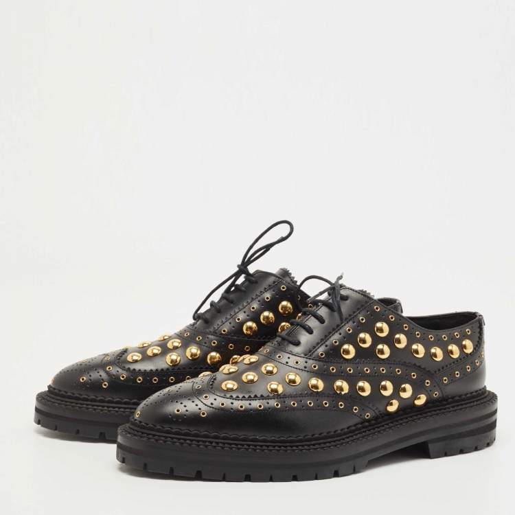 Pre Owned Burberry Black Brogue Leather Deardown Derby Size 40