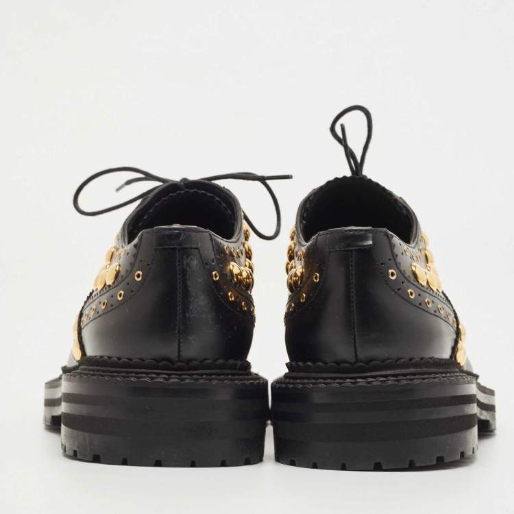 Pre Owned Burberry Black Brogue Leather Deardown Derby Size 40