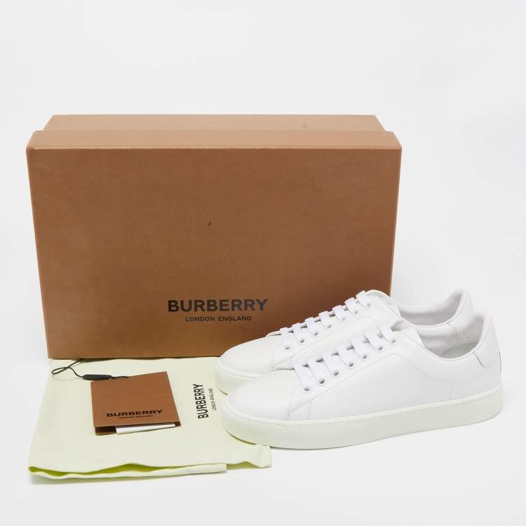 Pre Owned Burberry White Leather Westford Low Top Sneakers Size 37.5