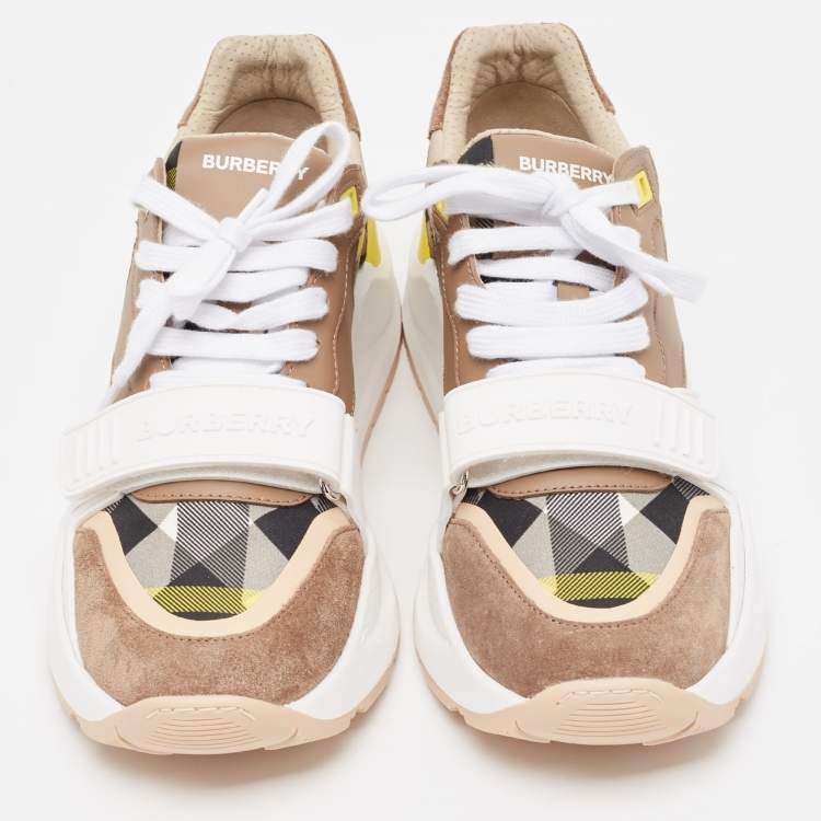 Pre Owned Burberry Multicolor Canvas and Leather Ramsey Low Top Sneakers Size 40