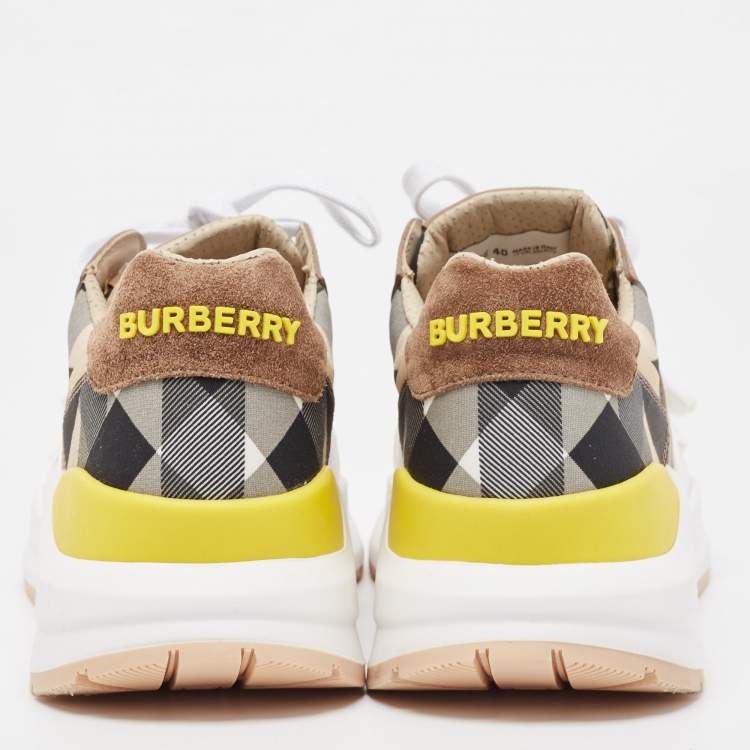 Pre Owned Burberry Multicolor Canvas and Leather Ramsey Low Top Sneakers Size 40