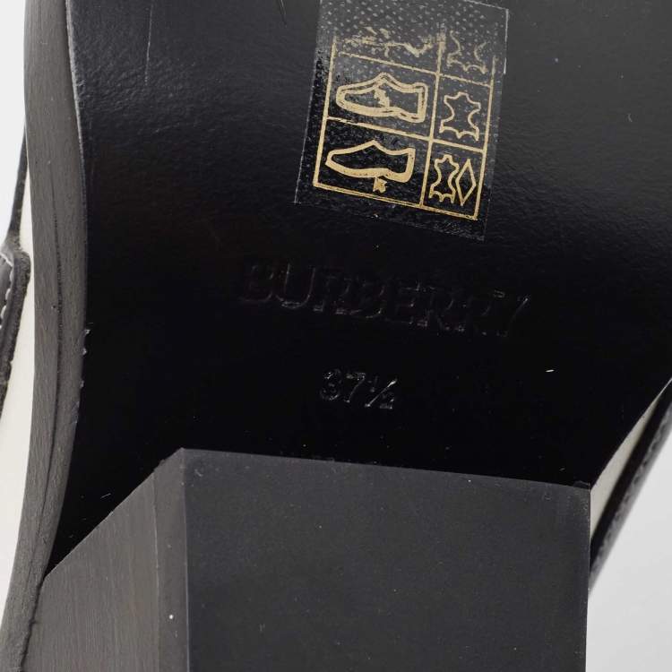 Pre Owned Burberry Black Leather Topstitch Applique Matlock Cowboy Ankle Boots Size 37.5