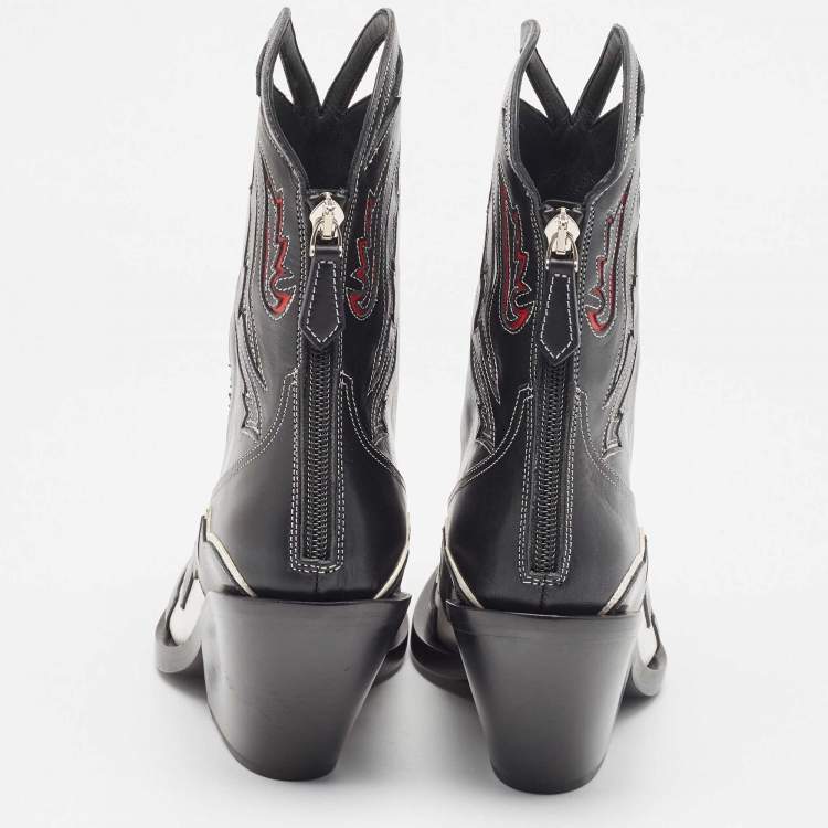 Pre Owned Burberry Multicolor Leather Cowboy Boots Size 38.5