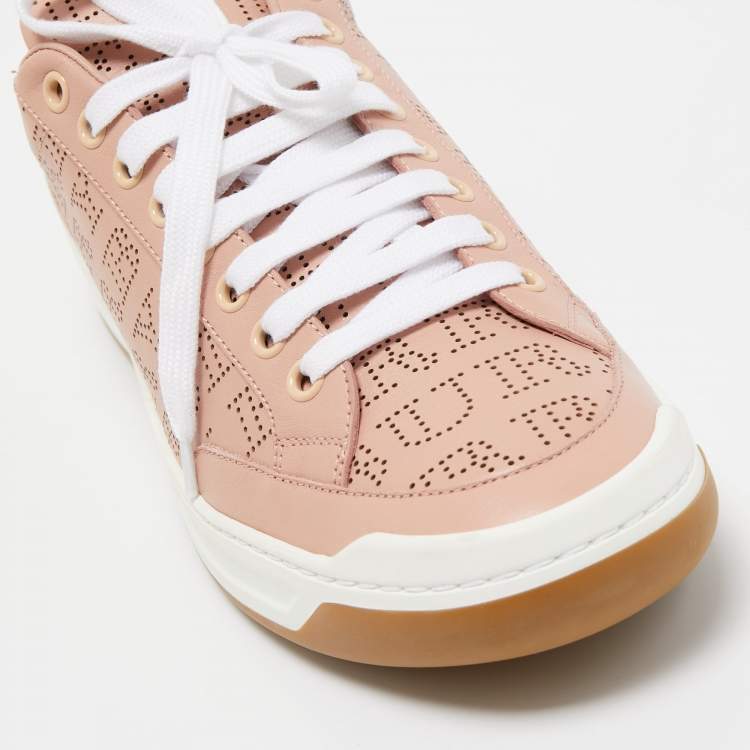 Pre Owned Burberry Pink Leather Westford Low Top Sneakers Size 41