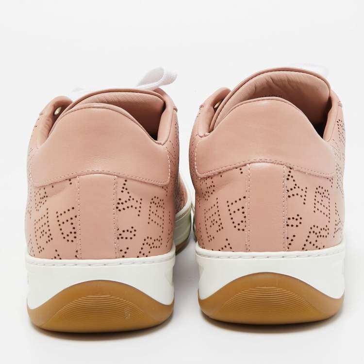 Pre Owned Burberry Pink Leather Westford Low Top Sneakers Size 41