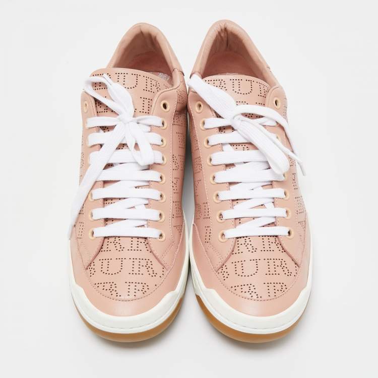 Pre Owned Burberry Pink Leather Westford Low Top Sneakers Size 41