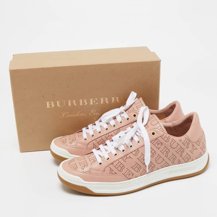 Pre Owned Burberry Pink Leather Westford Low Top Sneakers Size 41